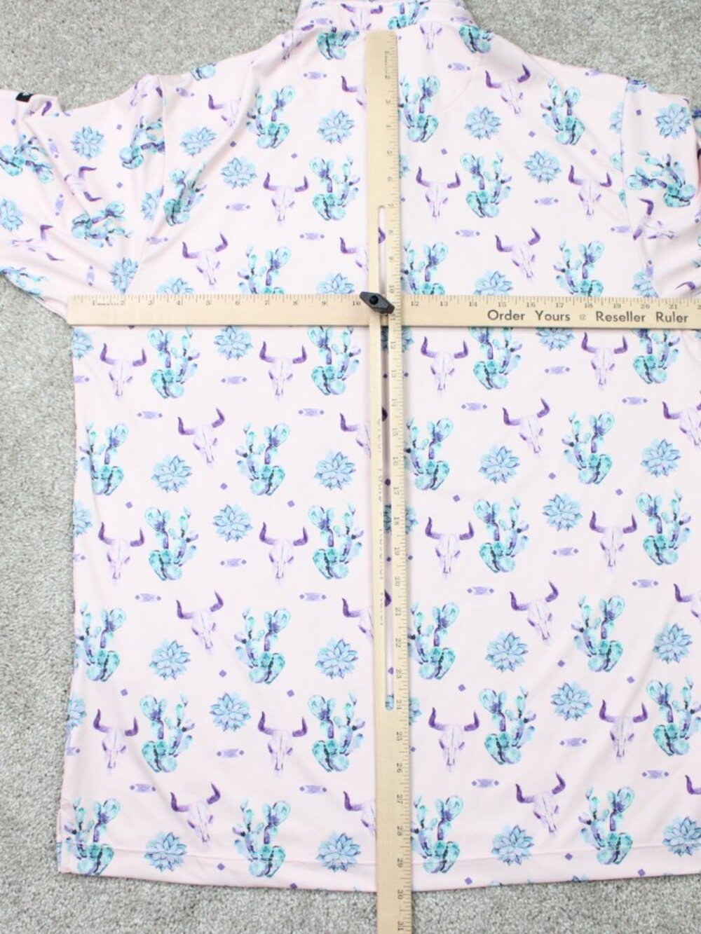 Bad Birdie The Ranch Polo Shirt Mens Large Pink Cactus & Cow AOP Short Sleeve - Picture 8 of 11